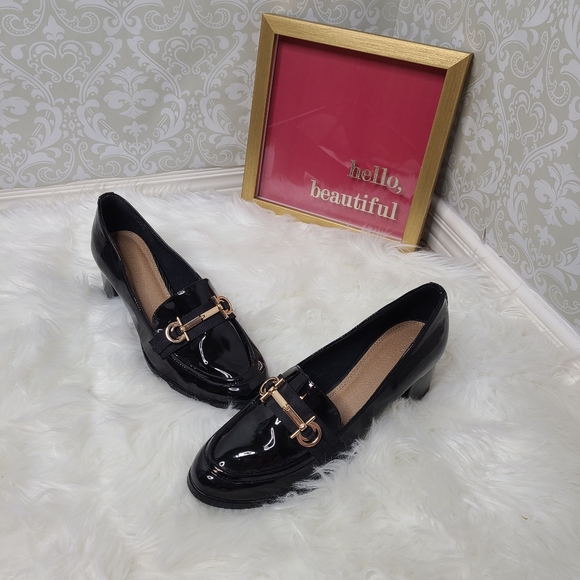 ASOS Shoes - Asos Stirrup Mid-Heeled Patent Leather Loafers